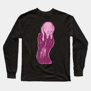 The Scream  minimalized Lollipop Pink Long Sleeve T-Shirt